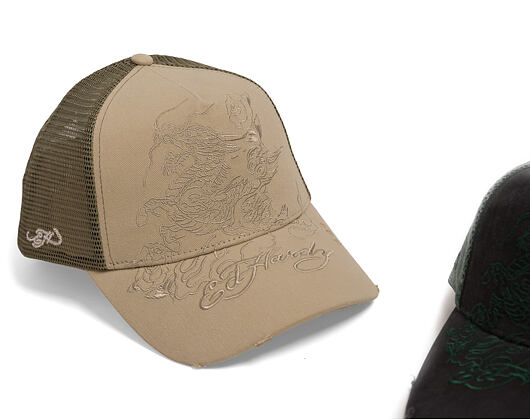 Cap Ed Hardy - Outline Dragon Distressed - Khaki