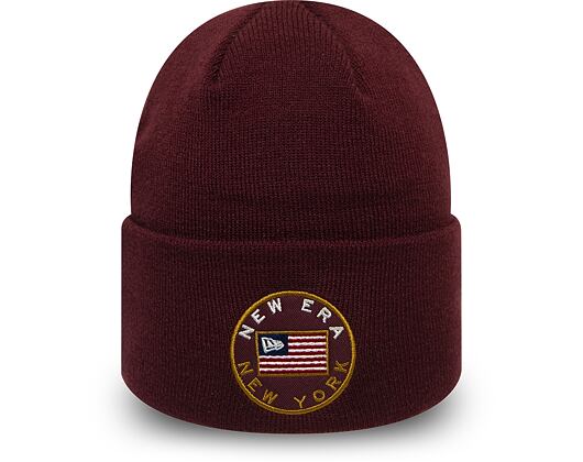 New Era Flagged Out Cuff Knit Maroon Winter Beanie