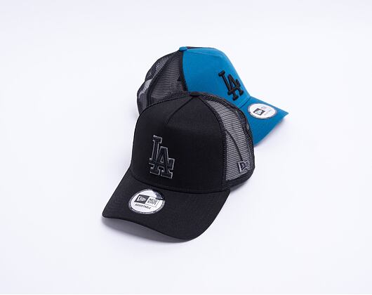 New Era 9FORTY Trucker MLB Black on Black Team Logo Los Angeles Dodgers Snapback Cap
