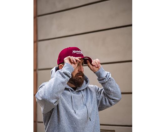 Mitchell & Ness Pinscript Redline Snapback Branded Burgundy / White Cap