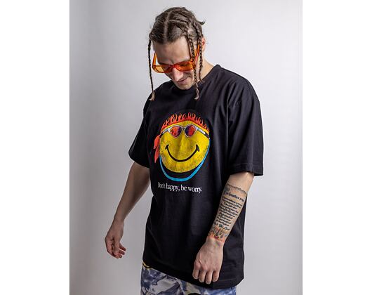 Market Smiley Don't Happy, Be Worry Black T-Shirt