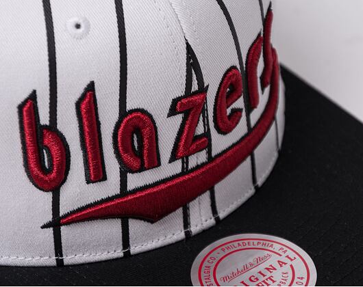 Mitchell & Ness NBA Retro Pinstripe Snapback Hwc Portland Trail Blazers White Cap