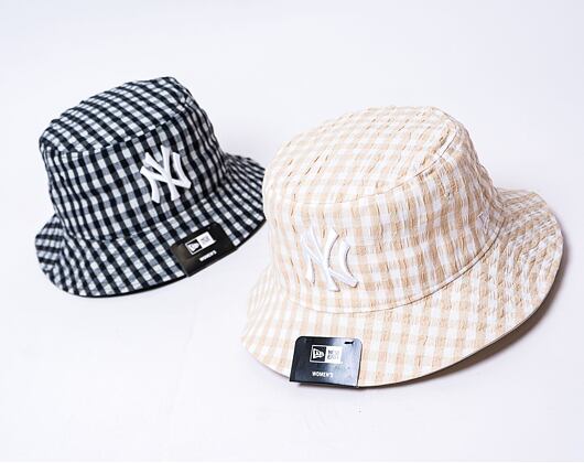 New Era MLB Womens Gingham Tapered Bucket New York Yankees Black Hat
