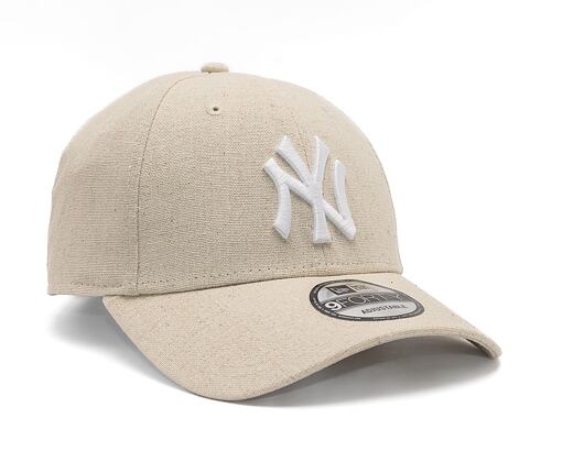 Kšiltovka New Era 9FORTY MLB Linen New York Yankees Stone / White