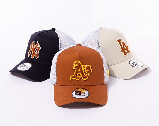 Kšiltovka New Era 9FORTY A-Frame Trucker MLB Boucle Oakland Athletics Caramel Brown / Caramel Brown 