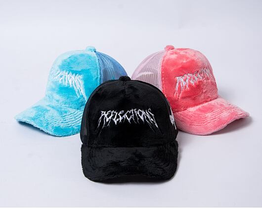 Cap Reflection Luxury Fuzzy Trucker - Satin Black / White