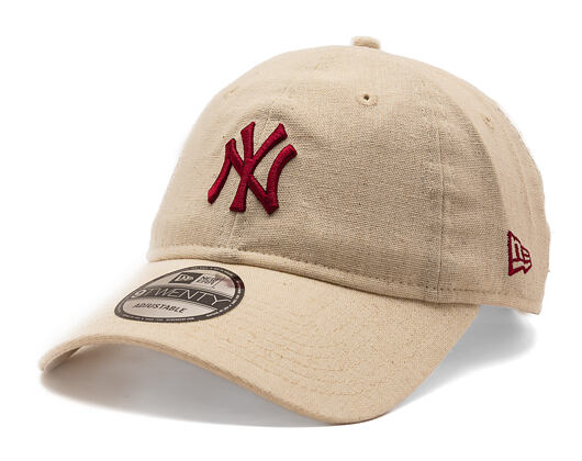 Kšiltovka New Era - MLB Linen 9TWENTY - NY Yankees - Stone / Cherry