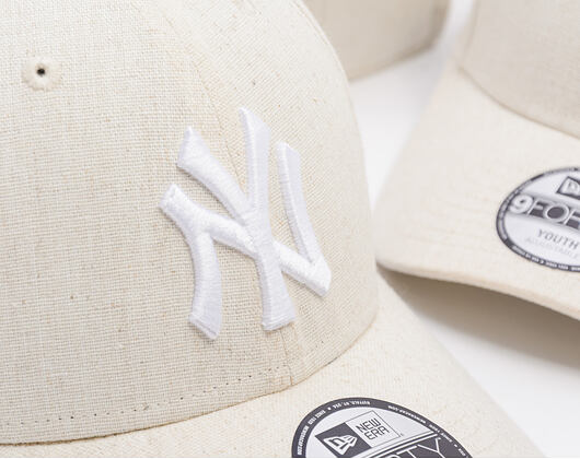 Dětská Kšiltovka New Era - MLB Linen 9FORTY - NY Yankees - Stone / White