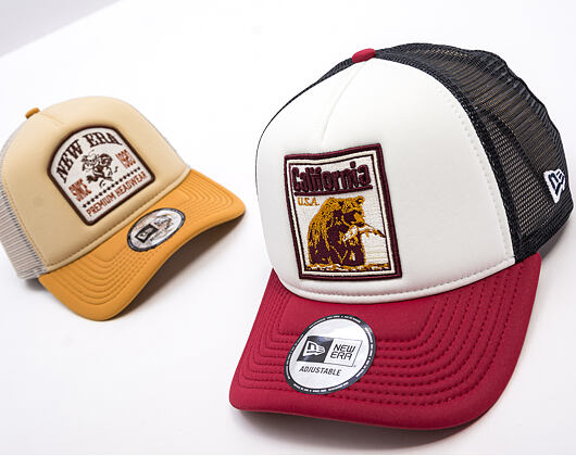 Kšiltovka New Era - Branded Graphic Patch 9FORTY Trucker - White / Cherry