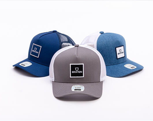 Kšiltovka Brixton - Alpha Block X C Mp Mesh Cap - Pebble/White