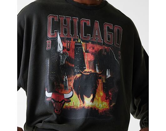 Mikina New Era - NBA Washed Graphic Crewneck - Chicago Bulls - Black