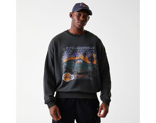 Mikina New Era - NBA Washed Graphic Crewneck - LA Lakers - Black