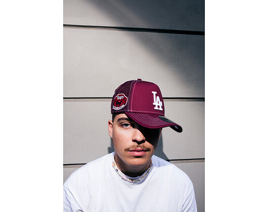 Kšiltovka New Era - MLB Contrast Stitch WS Retro 9FORTY Trucker - LA Dodgers - Burgundy