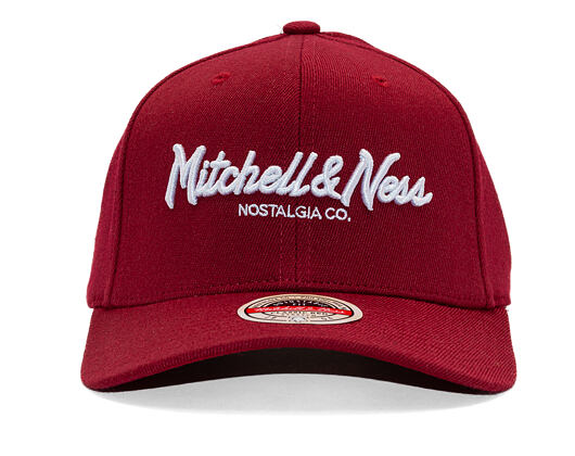 Mitchell & Ness Pinscript Redline Snapback Branded Burgundy / White Cap