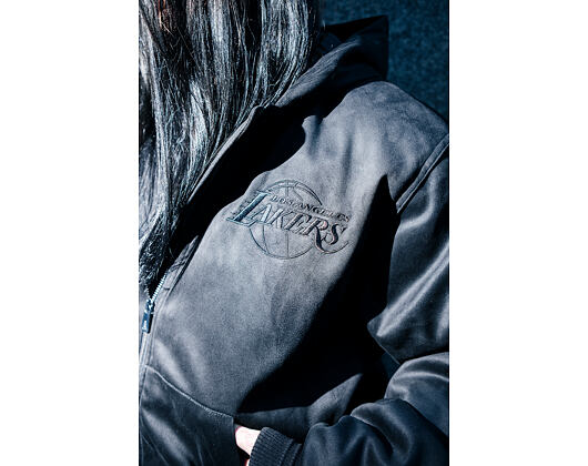 Jacket New Era - NBA Suede Hooded Jacket - LA LAkers - Black
