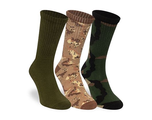 Socks New Era - Camo Crew Socks 3pk - Olive