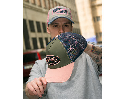 Cap Von Dutch - Trucker - Limited Olive/Pink/Distressed Denim