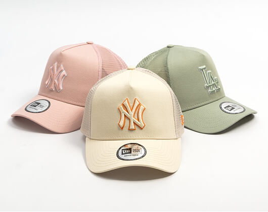 Cap New Era - MLB Outline 9FORTY A-Frame Trucker - NY Yankees - Cream / Orange