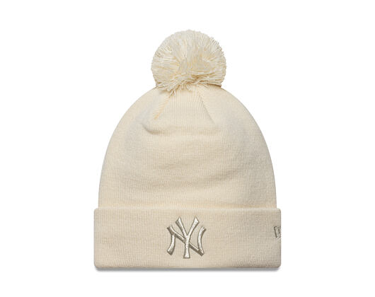 Womens Beanie New Era - MLB Metallic Pom Beanie - NY Yankees - Cream