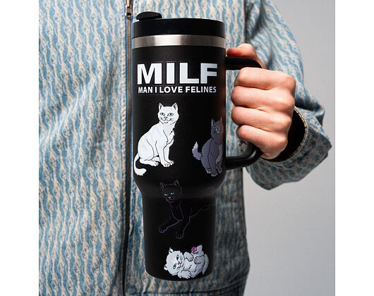 Bottle Rip N Dip - Man I Love Felines Big Ol Cup Tumbler Black