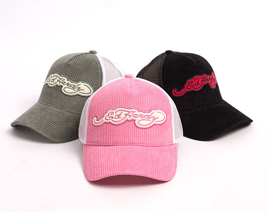 Cap Ed Hardy - Embroidery Applique Cord 5 Panel Trucker Cap - Hot Pink
