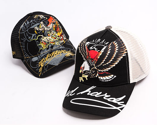 Cap Ed Hardy - Unisex Soaring Eagle Ed Hardy Script 5 Panel Cap - Black/Blue Wash