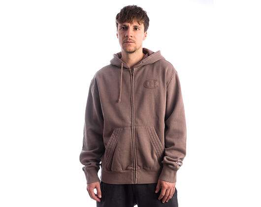 Sweatshirt Champion - Washed Brown Hoodie Full Zip Sweatshirt