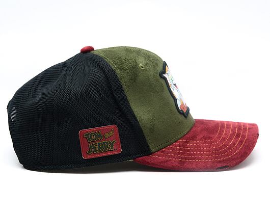 Cap Capslab - Tom & Jerry Trucker - Best Buddies Suede - Olive / Burgundy