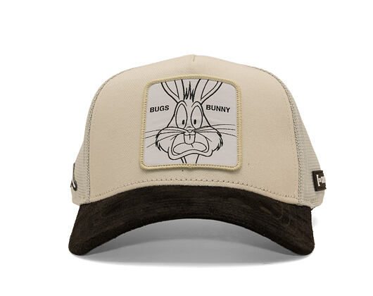 Cap Capslab - Looney Tunes Trucker - Bugs Bunny Line Art Suede Visor - Off White / Black