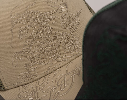 Cap Ed Hardy - Outline Dragon Distressed - Khaki