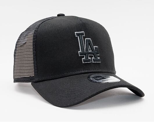 New Era 9FORTY Trucker MLB Black on Black Team Logo Los Angeles Dodgers Snapback Cap