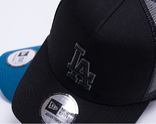 New Era 9FORTY Trucker MLB Black on Black Team Logo Los Angeles Dodgers Snapback Cap