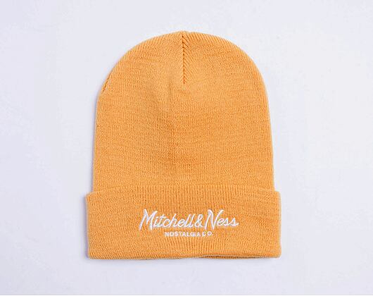 Mitchell & Ness Branded Pinscript Cuff Knit Dark Orange Winter Beanie