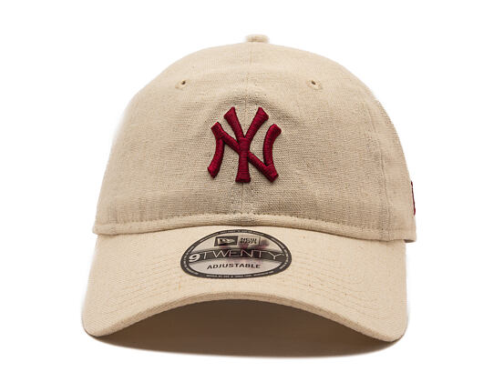 Kšiltovka New Era - MLB Linen 9TWENTY - NY Yankees - Stone / Cherry