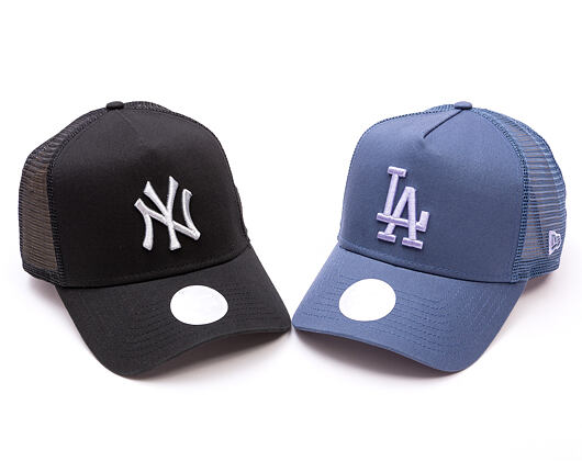 Dámská Kšiltovka New Era - MLB League Essential 9FORTY Trucker - LA Dodgers - Muted Indigo / Lavende