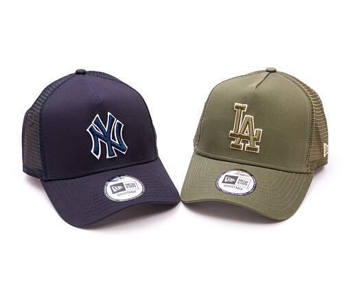 Kšiltovka New Era - MLB Outline 9FORTY Trucker - LA Dodgers - New Olive