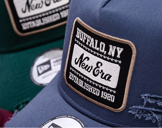 Kšiltovka New Era - Buffalo Distressed Patch 9FORTY A-Frame - Muted Indigo