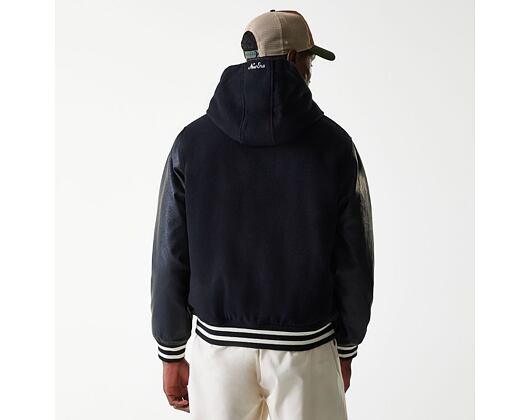 Bunda New Era - Hooded Varsity Jacket - Black