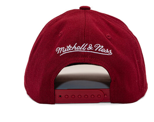Mitchell & Ness Pinscript Redline Snapback Branded Burgundy / White Cap