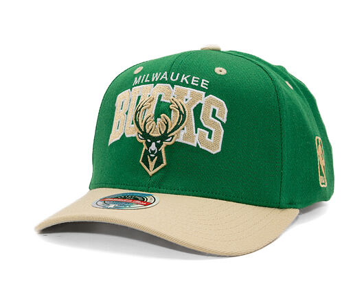 Cap Mitchell & Ness - NBA Team Arch Snapback - Milwaukee Bucks - Green / Beige