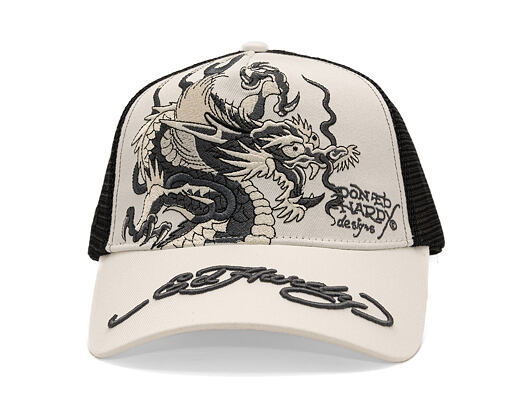 Cap Ed Hardy - Mono Giant Dragon Twill Front Mesh Trucker - White/Black