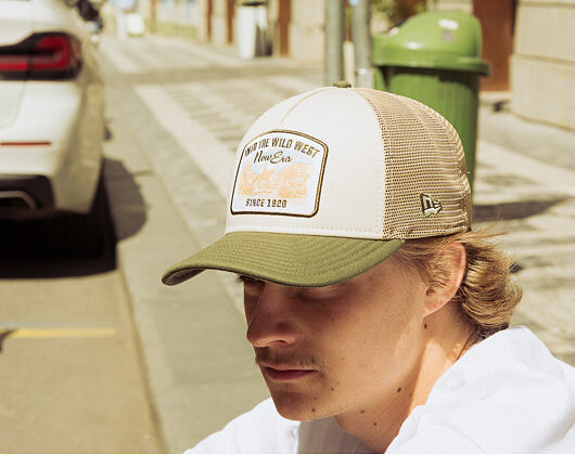 Cap New Era - Branded Wild West Patch 9FORTY M-CROWN A-Frame Trucker - New Olive / Stone