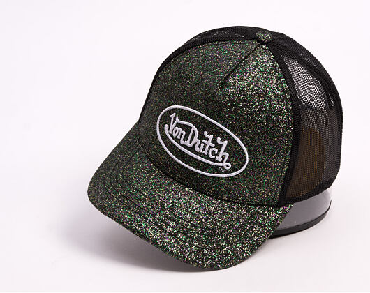 Cap Von Dutch - Glitter Oval Logo Trucker - Green Glitter / Black