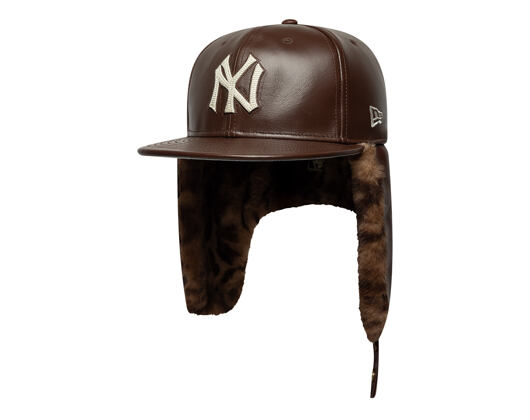 Cap New Era - MLB IMAGE DROP Leather Dog-Ear 59FIFTY - NY Yankees - Deep Auburn
