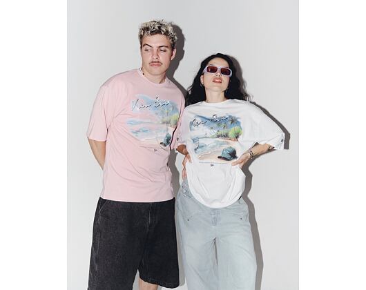 Tee New Era - Branded Beach Graphic Oversized Tee - Pink Rouge