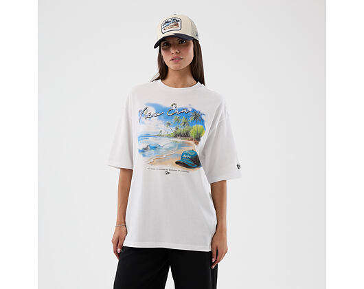 Tee New Era - Branded Beach Graphic Oversized Tee - White