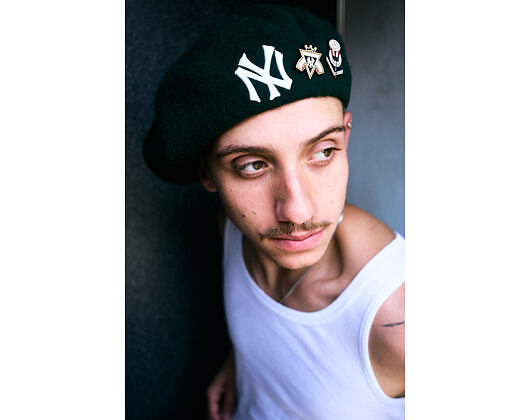 Beret New Era - MLB IMAGE DROP Retro Pin Beret - NY Yankees - Black