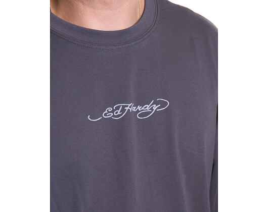 Tee Ed Hardy - Mens Don Wolf Eagle Panther Relaxed T-Shirt - Charcoal