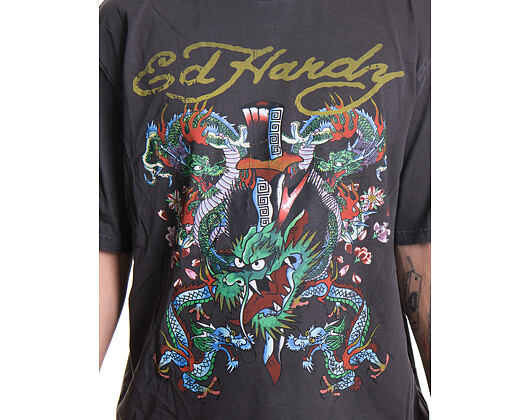 Tee Ed Hardy - Battle Of The Dragons Relaxed Tshirt - Charcoal