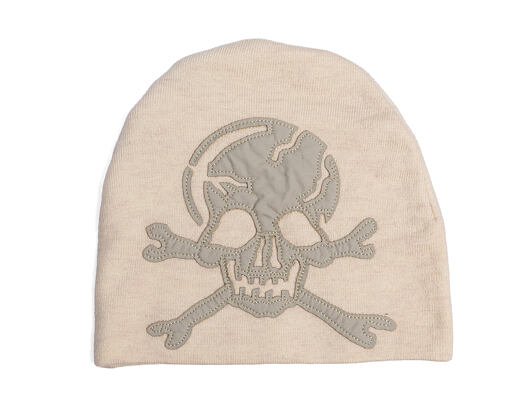 Beanie Ed Hardy - Unisex Skull Vegan Leather Applique Beanie - Black